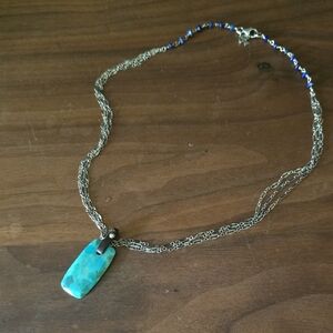SUNDANCE Peyote Bird Turquoise/Lapis Pendant Silver Necklace 18"